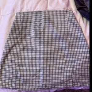 john galt green and white plaid skirt
